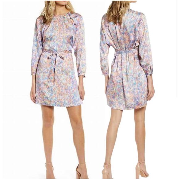Rebecca Minkoff Lima Mini Dress SZ 10‎ Multicolor Retro Mod Long Sleeve Occasion - Picture 1 of 9